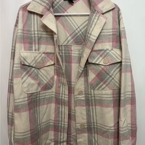 Streetwear Society Pink and Cream Plaid Jacket